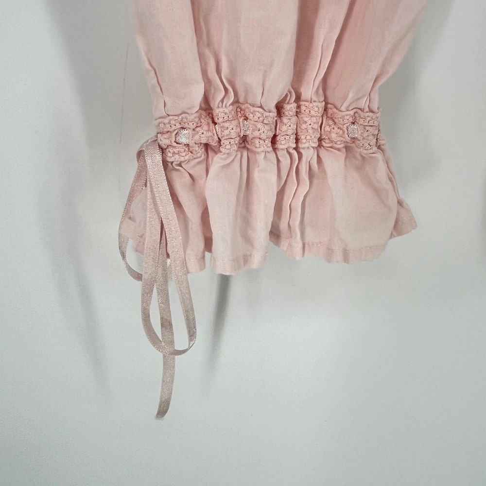La Cera Pink Cotton Pajama Set XL Embroidered Ruffle Bloomers Cottagecore Boho - Picture 5 of 16